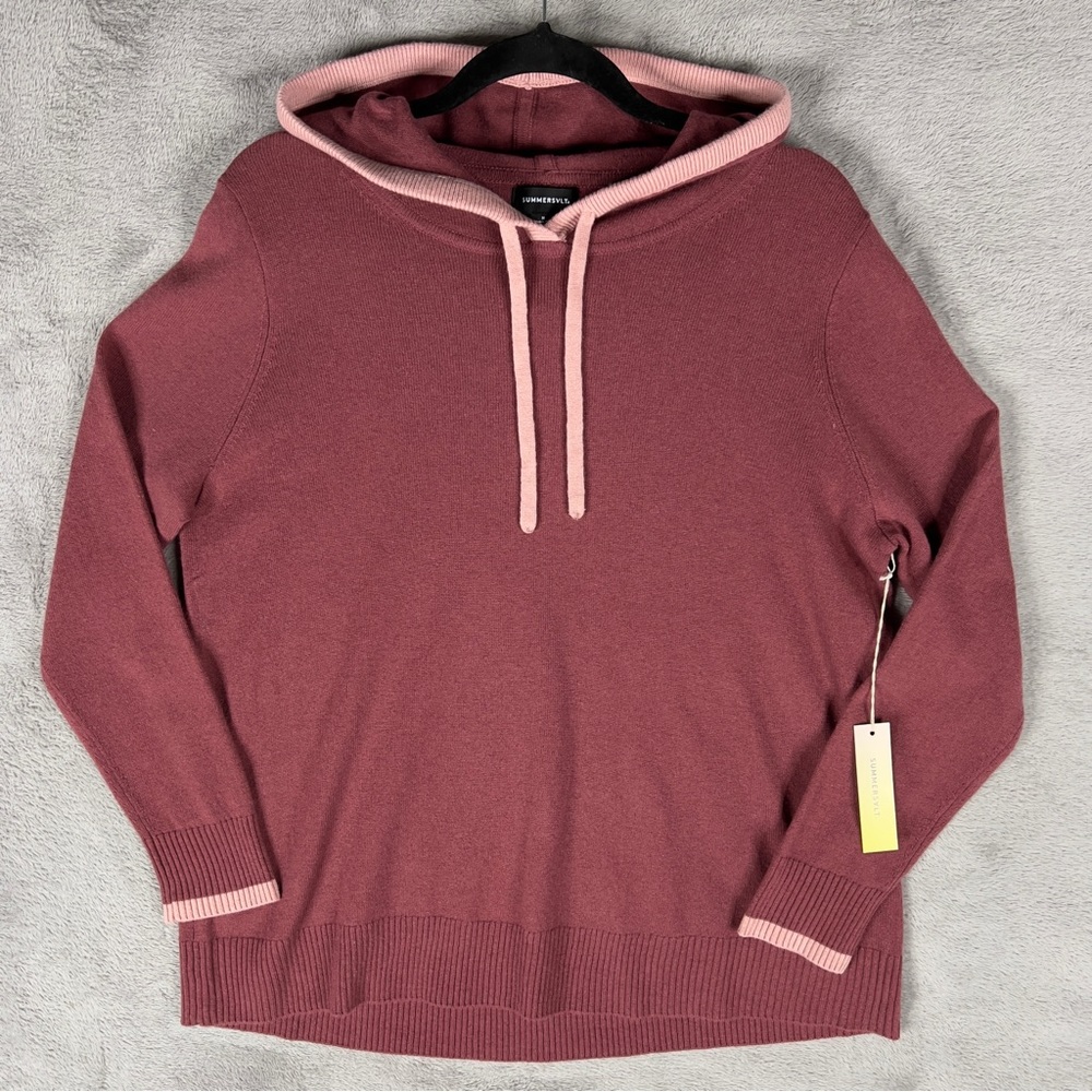 NWT Summersalt The Coziest Cashmere Wool Blend Hoodie Women's M Rosewood & Shell